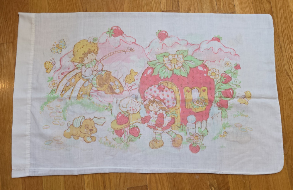 Strawberry Shortcake VTG American Greetings Pillowcase Standard 1980s Pink